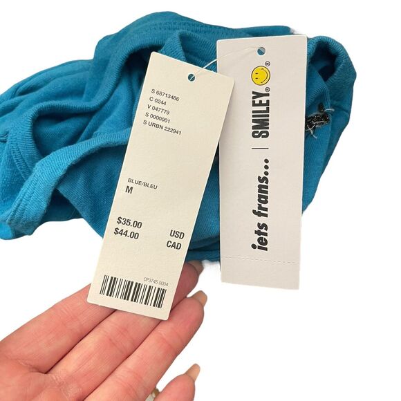 Urban Outfitters iets frans... Smiley Cropped Tank Top Blue NWT Womens Medium - Picture 2 of 11